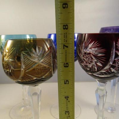 Assorted Etched Crystal Wine Glasses- Mismatched Patterns