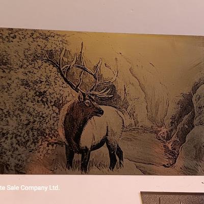 Metal / tin laser art - moose - antelope- and elk with two pocketknives