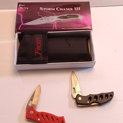 Three new Pocketknives Storm chaser II with case and two smaller ones