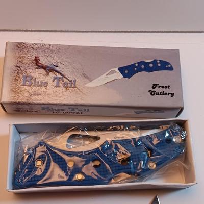 New Blue tail pocketknife with two smaller ones