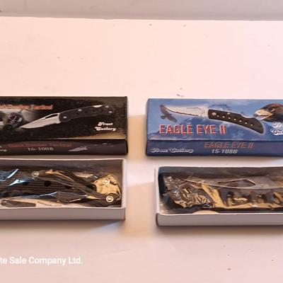 Two brand new pocketknives Eagle eye II and Black bomber tactical Frost cutlery