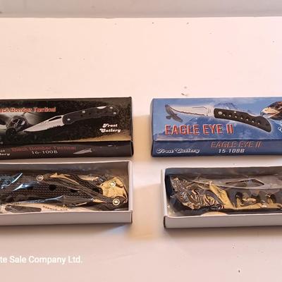 Two brand new pocketknives Eagle eye II and Black bomber tactical Frost cutlery