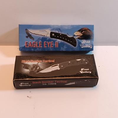 Two brand new pocketknives Eagle eye II and Black bomber tactical Frost cutlery