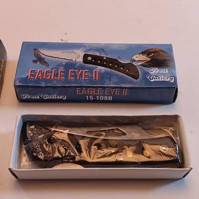 Two brand new pocketknives Eagle eye II and Black bomber tactical Frost cutlery