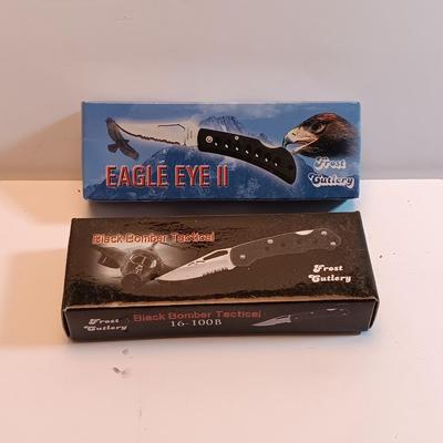 Two brand new pocketknives Eagle eye II and Black bomber tactical Frost cutlery