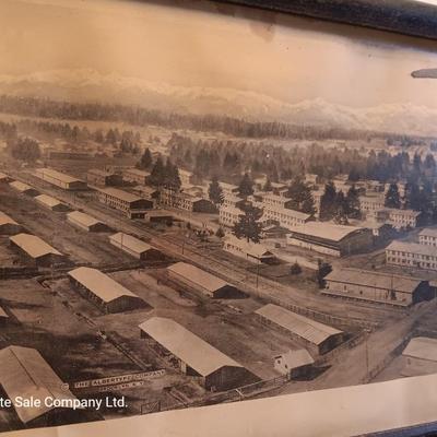 Antique long framed Greene Post Card Co. Camp LEWIS Washington picture