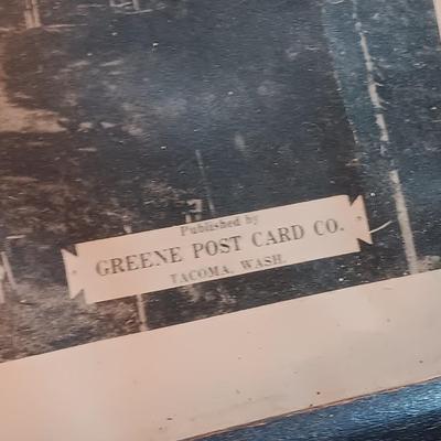 Antique long framed Greene Post Card Co. Camp LEWIS Washington picture