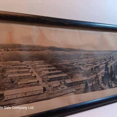 Antique long framed Greene Post Card Co. Camp LEWIS Washington picture