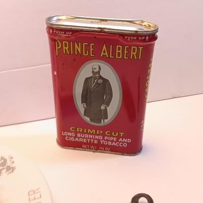 Prince Albert tins - Coors pottery ashtray - can openers