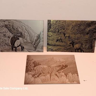 Laser art tin tiles - Three different pictures of Elk