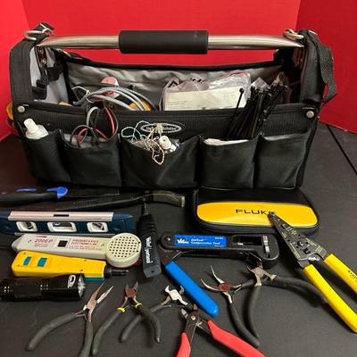 Lot 553 Tool tote bag with a variety of tools