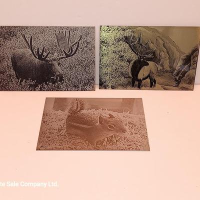 Laser art tin / metal tiles - squirrel - moose - elk