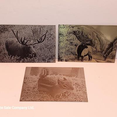 Laser art tin / metal tiles - squirrel - moose - elk
