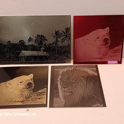 Colored tin / metal laser art - polar bears - lion - Island cabana