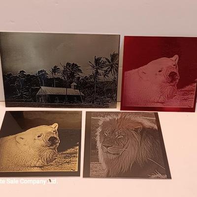 Colored tin / metal laser art - polar bears - lion - Island cabana