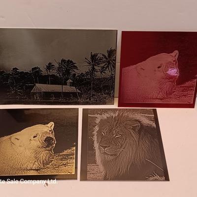 Colored tin / metal laser art - polar bears - lion - Island cabana