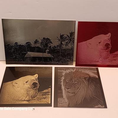 Colored tin / metal laser art - polar bears - lion - Island cabana
