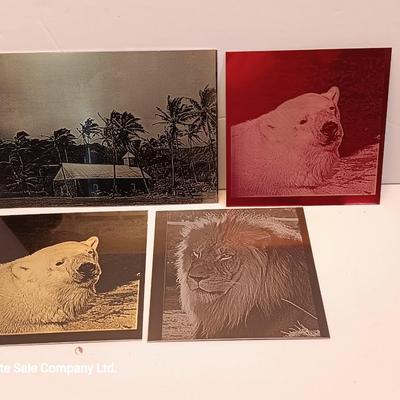 Colored tin / metal laser art - polar bears - lion - Island cabana