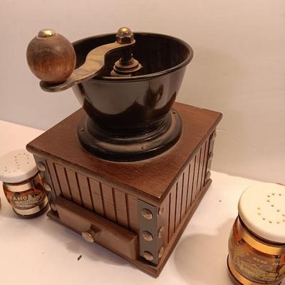 Coffee bean grinder with salt & pepper shakers