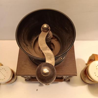 Coffee bean grinder with salt & pepper shakers