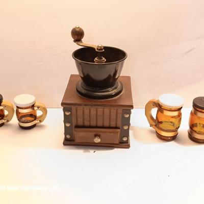 Coffee bean grinder with salt & pepper shakers