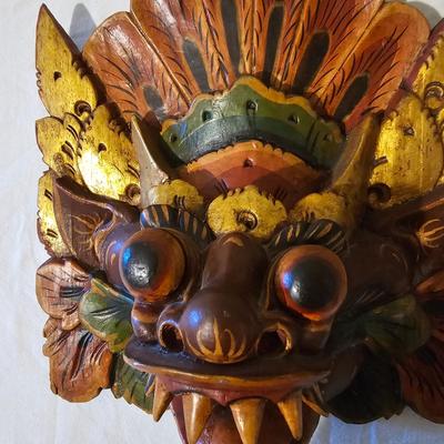 Pair of Balinese Wood Carved Tribal Masks (D-JS)