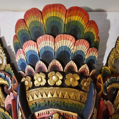 Pair of Balinese Wood Carved Tribal Masks (D-JS)