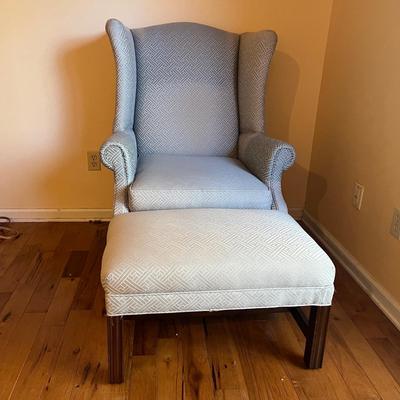 Upholstered Wingback Chair & Ottoman (PB-MG)