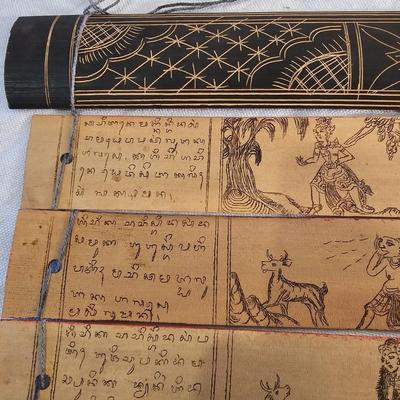 Wood Block Print Book & Palm Leaf Scroll (D-JS)