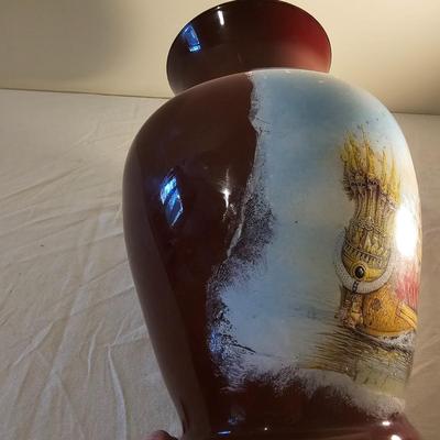 Vintage Glass Vase w/Decoration (D-JS)