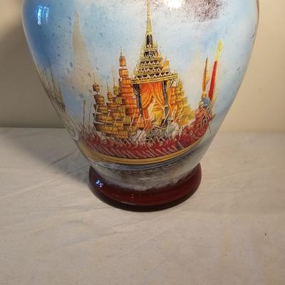 Vintage Glass Vase w/Decoration (D-JS)