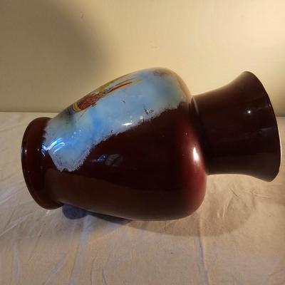 Vintage Glass Vase w/Decoration (D-JS)