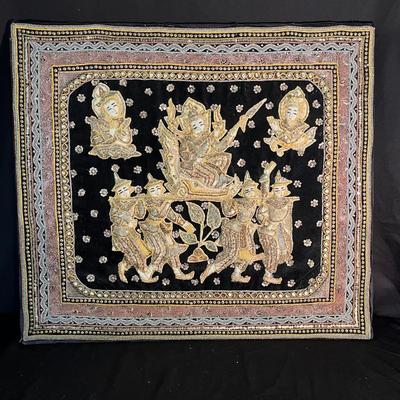 Burmese Kalaga Embroidered Wall Hanging & Pillows (D-MG)