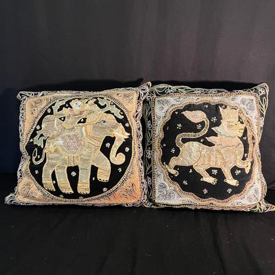 Burmese Kalaga Embroidered Wall Hanging & Pillows (D-MG)