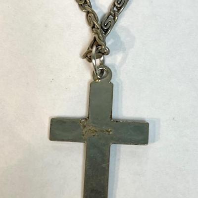 Vintage Pewter Silver-Colored Cross on 16