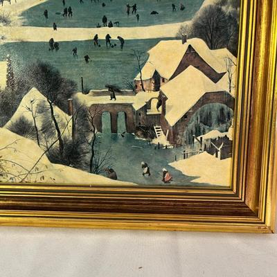 Peter Brueghel Framed Art Titled â€œHunters in The Snowâ€ (LR-MG)