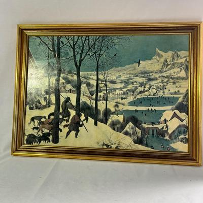 Peter Brueghel Framed Art Titled â€œHunters in The Snowâ€ (LR-MG)