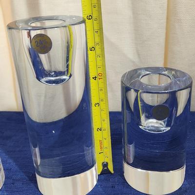 Set of 3 Crystal Bohemia Czech Republic Candle Holders 8",6",4" Tall
