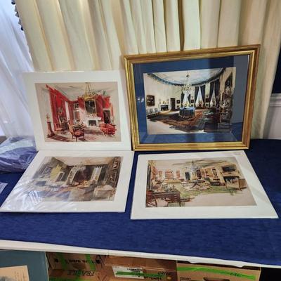 Set of 4 Artist Proofs Jacqueline Kennedy's White House Signed Edward Lehman