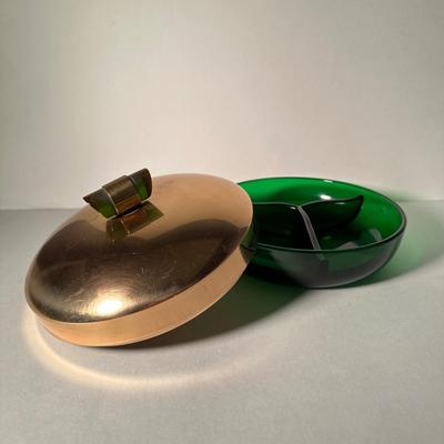 LOT 7F: Art Deco Emerald Glo Green Glass Console Bowl, Candy Dish & More