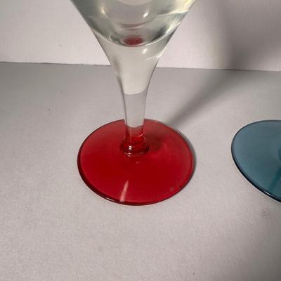 LOT 10F: Multi-Colored Wine & Martini Glasses