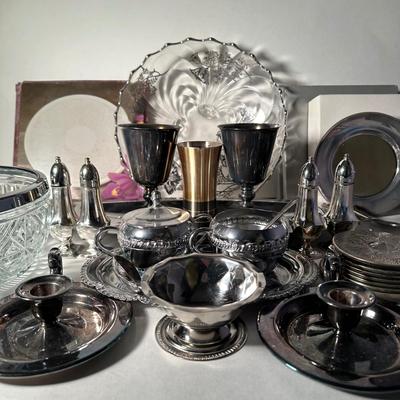 LOT 14F: Vintage Silver Plated Collection - Serving Trays, Shakers, Bowls, Coasters & More