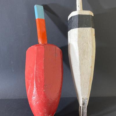 LOT 196U: Vintage Nautical Decor - Wooden Buoys - Lobster / Crab Pot Floating Markers