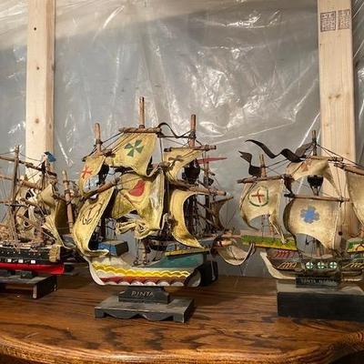 Antique wooden sailing ships