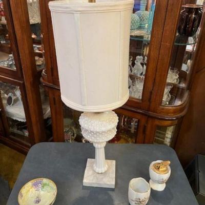 Hobnail and marble lamp