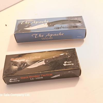Two brand new pocketknives - The Apache and Black Bomber Tactical Frost Cutlery