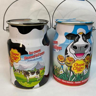 Pair of Chupa Chups Ice Cream Lollipop Milk Can Containers