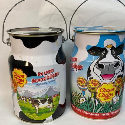 Pair of Chupa Chups Ice Cream Lollipop Milk Can Containers