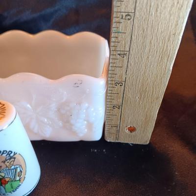 Milk glass dishware and salt & pepper shakers