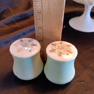 Milk glass dishware and salt & pepper shakers